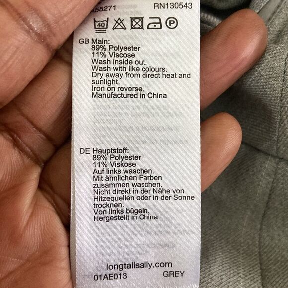 Long Tall Sally Grey Check Flat Front Wide Leg Pants size 16 Tall Career Work - Picture 7 of 12